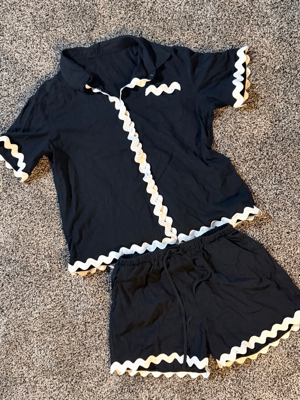 Black/White Trim Swim Coverup Matching Set